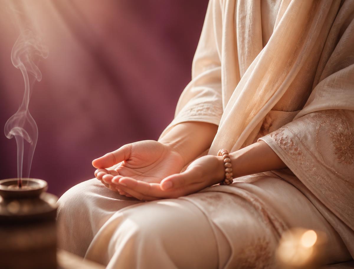 Open hands resting calmly in the lap during a guided relaxation